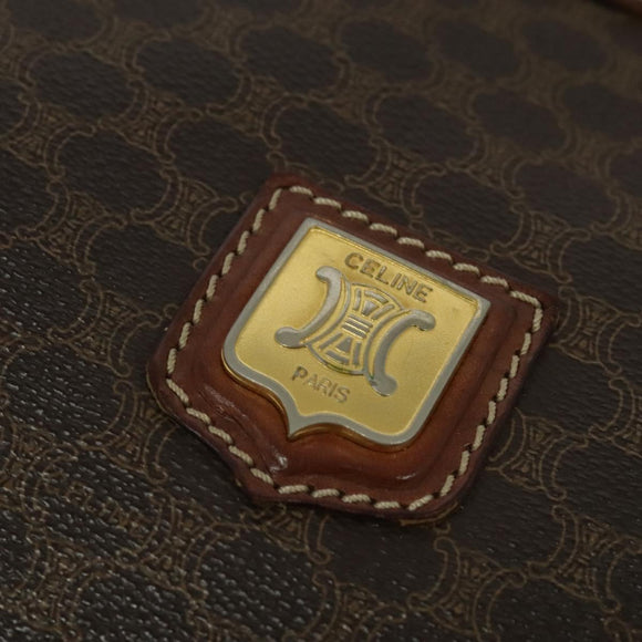 CELINE Macadam Canvas Shoulder Bag PVC Leather Brown Gold Auth 125902