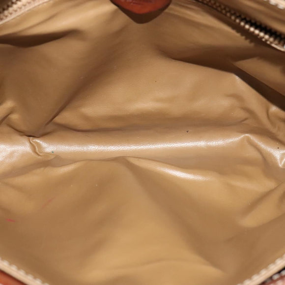 CELINE Macadam Canvas Shoulder Bag PVC Leather Brown Gold Auth 125902