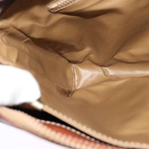 CELINE Macadam Canvas Shoulder Bag PVC Leather Brown Gold Auth 125902