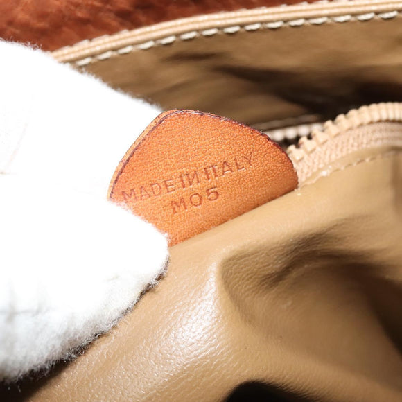 CELINE Macadam Canvas Shoulder Bag PVC Leather Brown Gold Auth 125902