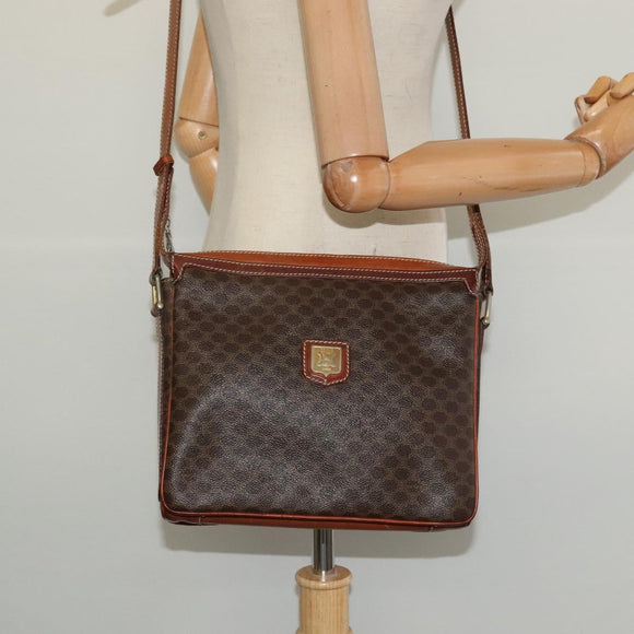 CELINE Macadam Canvas Shoulder Bag PVC Leather Brown Gold Auth 125902