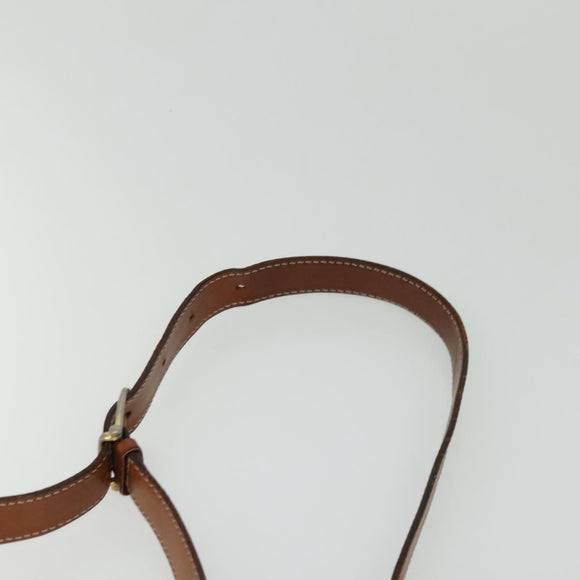 CELINE Macadam Canvas Shoulder Bag PVC Leather Brown Gold Auth 125902