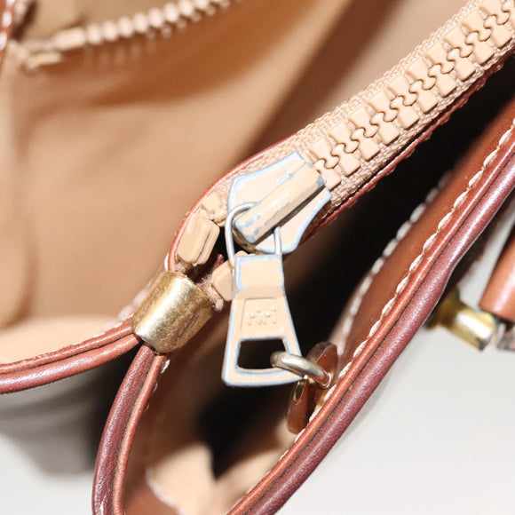 CELINE Macadam Canvas Hand Bag PVC Beige Gold Auth 125903