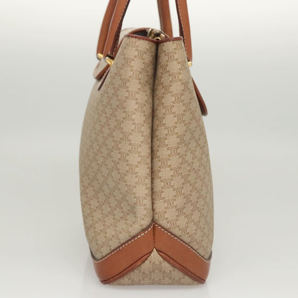 CELINE Macadam Canvas Hand Bag PVC Beige Gold Auth 125903