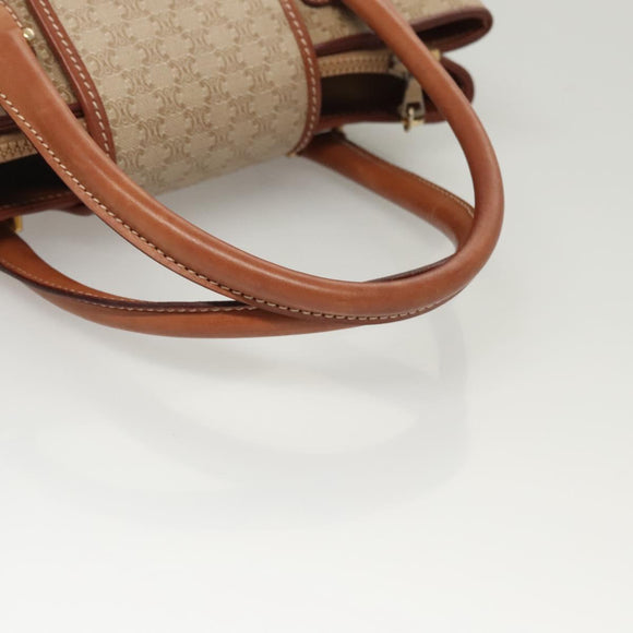 CELINE Macadam Canvas Hand Bag PVC Beige Gold Auth 125903
