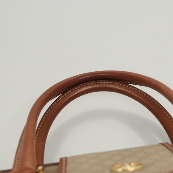 CELINE Macadam Canvas Hand Bag PVC Beige Gold Auth 125903