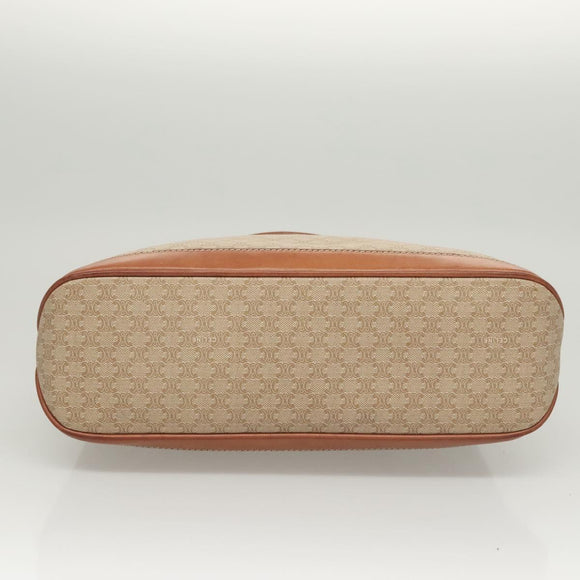 CELINE Macadam Canvas Hand Bag PVC Beige Gold Auth 125903