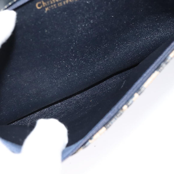 Christian Dior Trotter Canvas Shoulder Bag Navy Gold Auth 125910