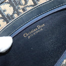 Christian Dior Trotter Canvas Shoulder Bag Navy Gold Auth 125910-18