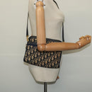 Christian Dior Trotter Canvas Shoulder Bag Navy Gold Auth 125910-19