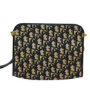 Christian Dior Trotter Canvas Shoulder Bag Navy Gold Auth 125910-2