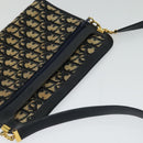 Christian Dior Trotter Canvas Shoulder Bag Navy Gold Auth 125910-6