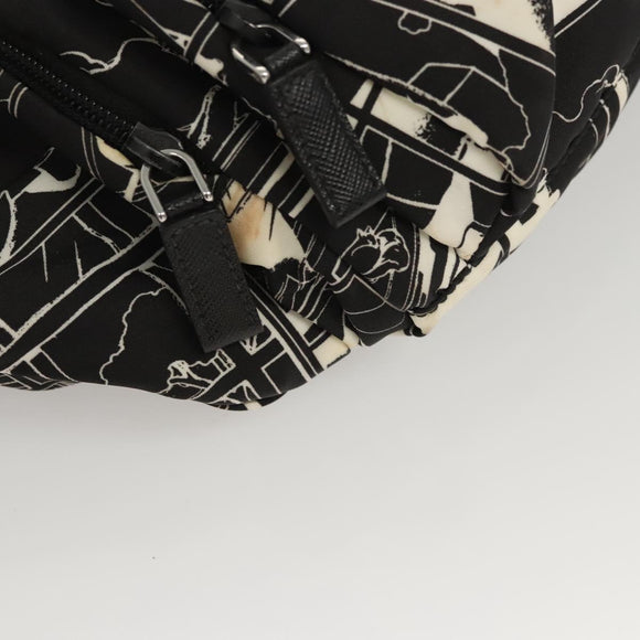 PRADA Shoulder Bag Nylon Black Silver Auth 125913
