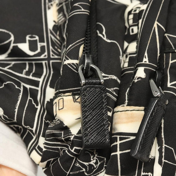 PRADA Shoulder Bag Nylon Black Silver Auth 125913
