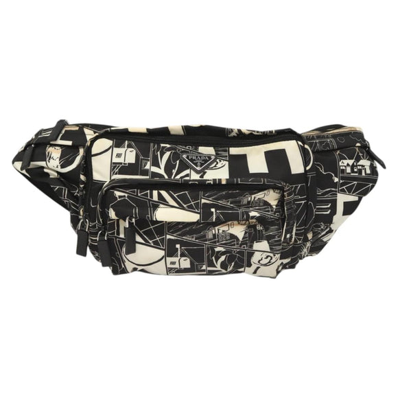 PRADA Shoulder Bag Nylon Black Silver Auth 125913