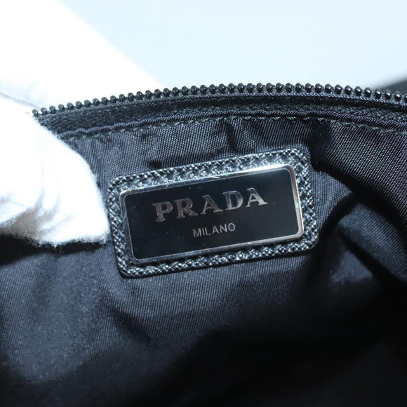 PRADA Shoulder Bag Nylon Black Silver Auth 125913