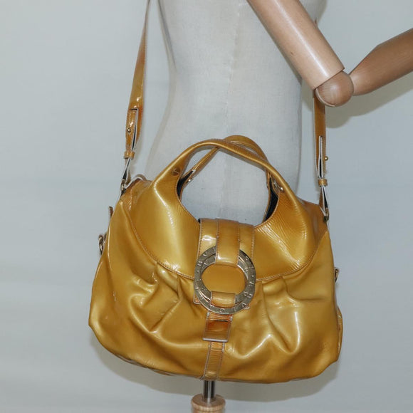 BVLGARI Chandra Hand Bag Enamel 2way Yellow Gold Auth 125921