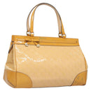 GUCCI GG Canvas Hand Bag Patent leather Beige Gold 257612 Auth 125926-1