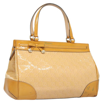 GUCCI GG Canvas Hand Bag Patent leather Beige Gold 257612 Auth 125926