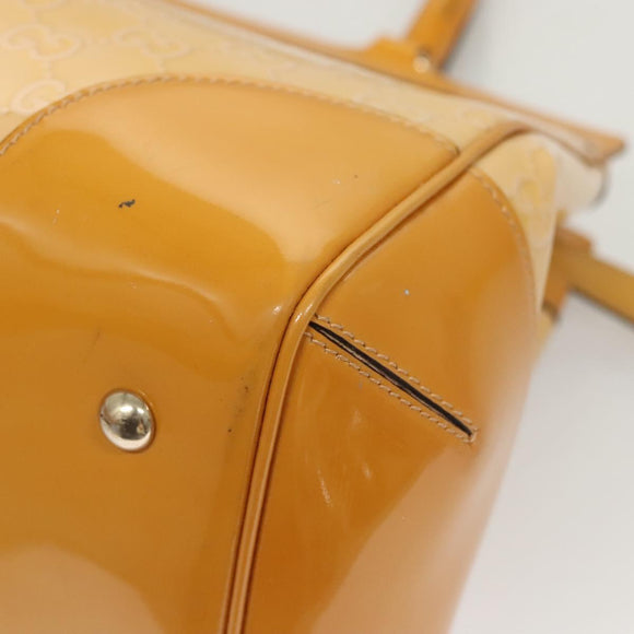 GUCCI GG Canvas Hand Bag Patent leather Beige Gold 257612 Auth 125926