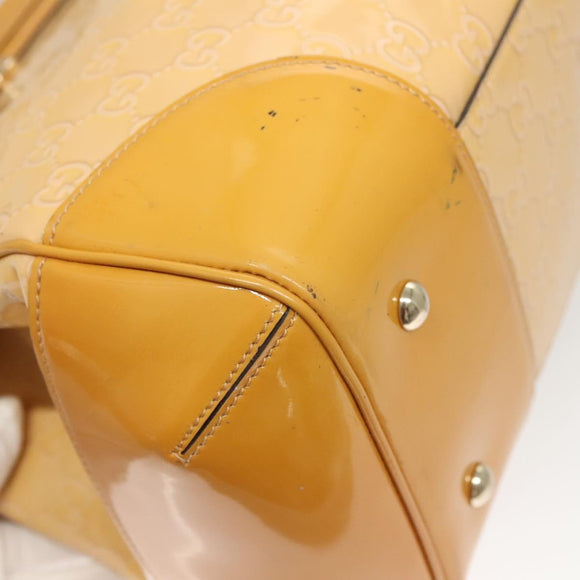 GUCCI GG Canvas Hand Bag Patent leather Beige Gold 257612 Auth 125926