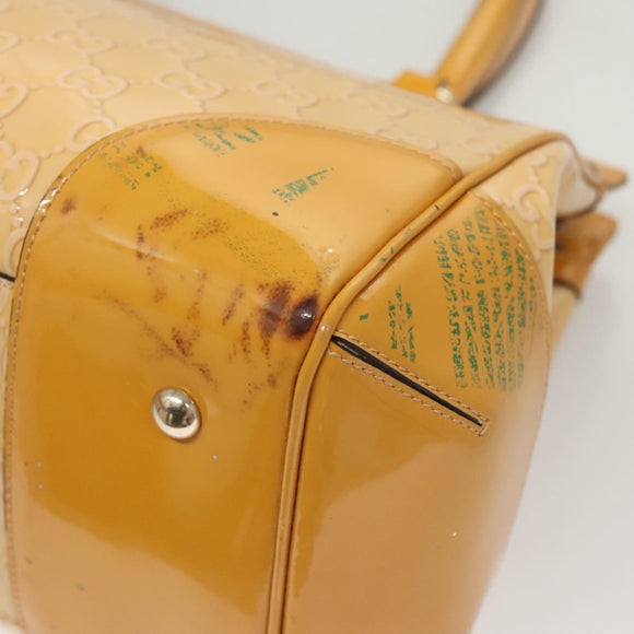 GUCCI GG Canvas Hand Bag Patent leather Beige Gold 257612 Auth 125926