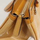 GUCCI GG Canvas Hand Bag Patent leather Beige Gold 257612 Auth 125926-10