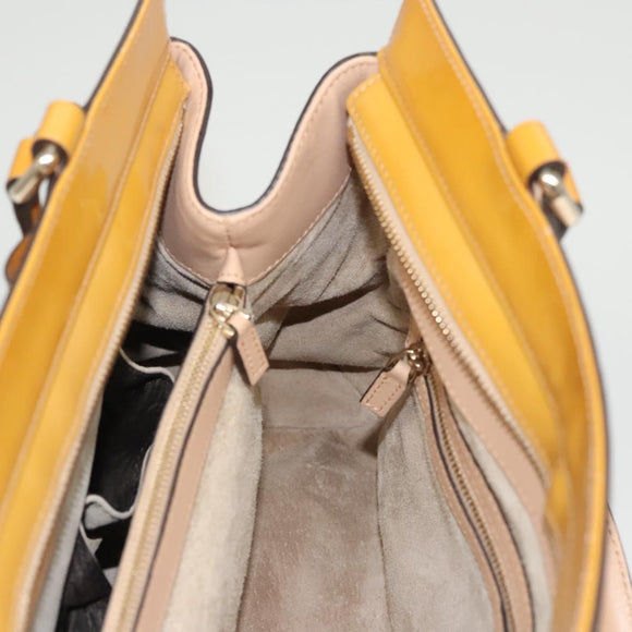 GUCCI GG Canvas Hand Bag Patent leather Beige Gold 257612 Auth 125926