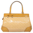 GUCCI GG Canvas Hand Bag Patent leather Beige Gold 257612 Auth 125926-13