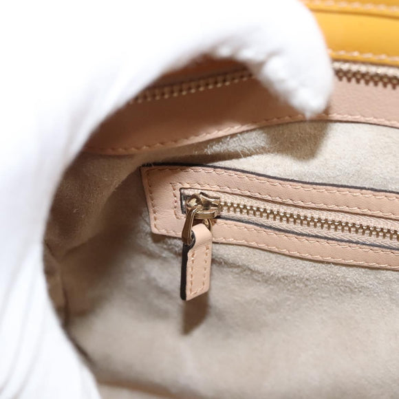 GUCCI GG Canvas Hand Bag Patent leather Beige Gold 257612 Auth 125926