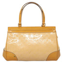 GUCCI GG Canvas Hand Bag Patent leather Beige Gold 257612 Auth 125926-2