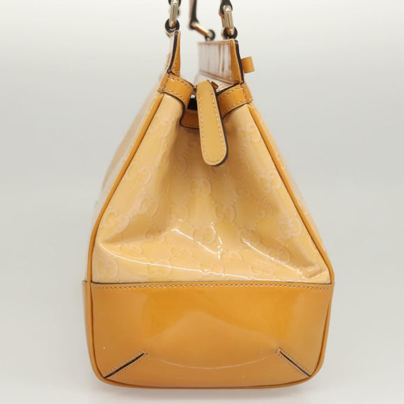 GUCCI GG Canvas Hand Bag Patent leather Beige Gold 257612 Auth 125926