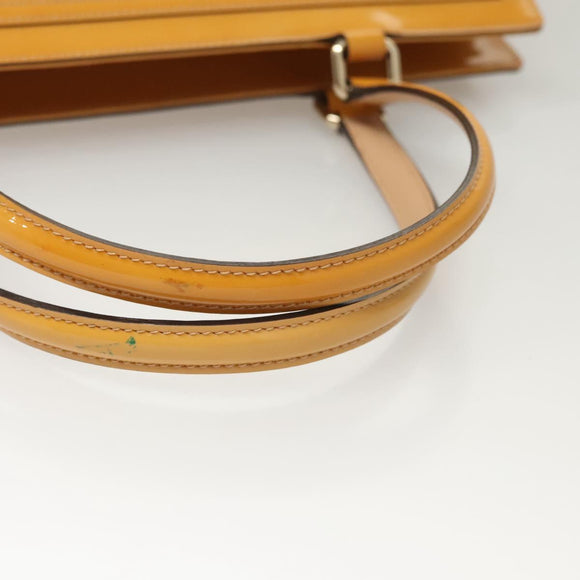 GUCCI GG Canvas Hand Bag Patent leather Beige Gold 257612 Auth 125926