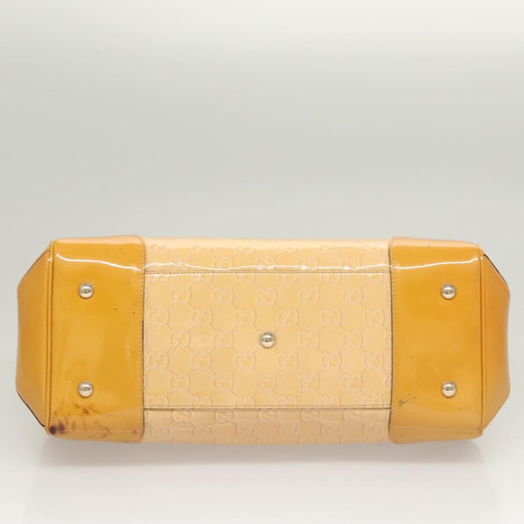 GUCCI GG Canvas Hand Bag Patent leather Beige Gold 257612 Auth 125926