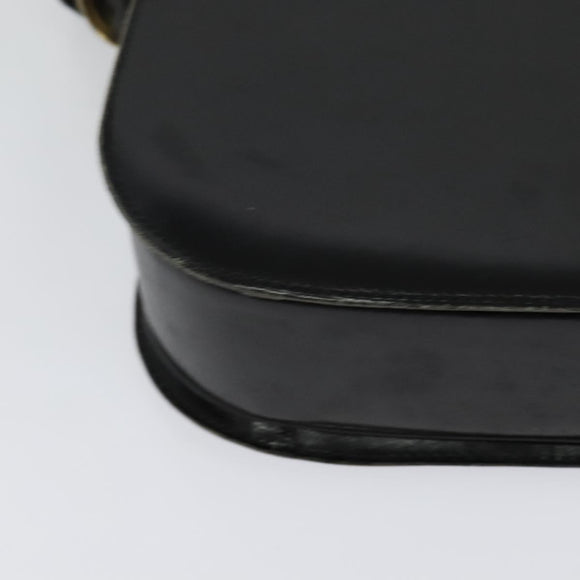 CELINE Shoulder Bag Leather Black Gold Auth 125931