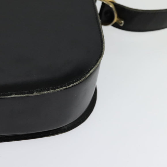 CELINE Shoulder Bag Leather Black Gold Auth 125931