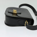 CELINE Shoulder Bag Leather Black Gold Auth 125931-5