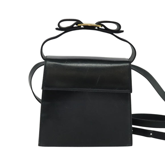 Salvatore Ferragamo Hand Bag Leather 2way Navy Gold Auth 125933