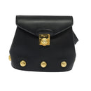 Salvatore Ferragamo Shoulder Bag Leather Navy Gold Auth 125934-2