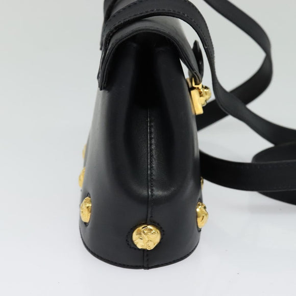 Salvatore Ferragamo Shoulder Bag Leather Navy Gold Auth 125934