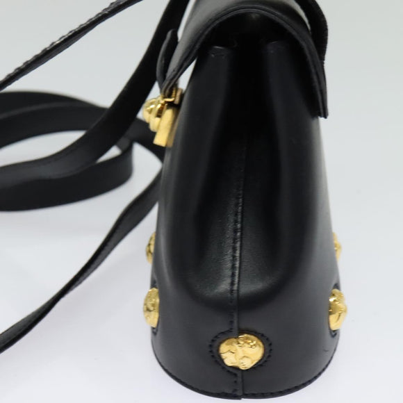 Salvatore Ferragamo Shoulder Bag Leather Navy Gold Auth 125934