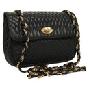 BALLY Chain Shoulder Bag Leather Black Gold Auth 125935-1