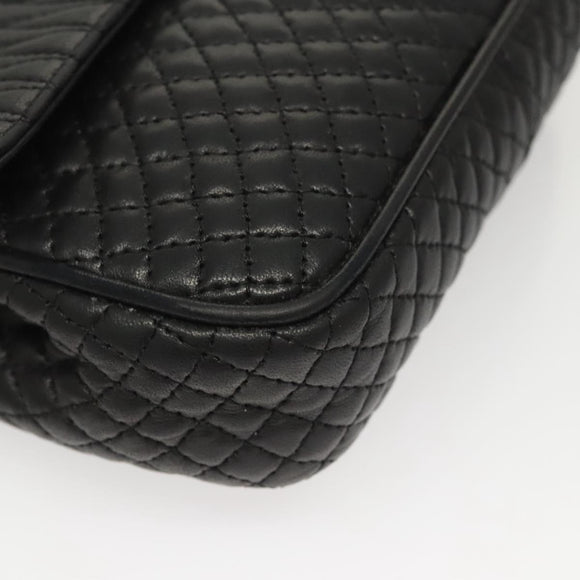 BALLY Chain Shoulder Bag Leather Black Gold Auth 125935