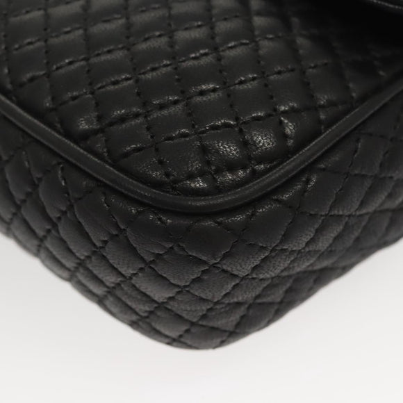 BALLY Chain Shoulder Bag Leather Black Gold Auth 125935