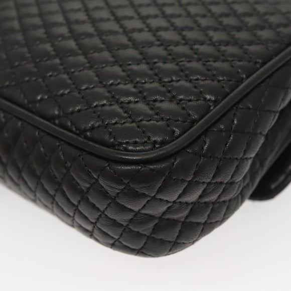 BALLY Chain Shoulder Bag Leather Black Gold Auth 125935