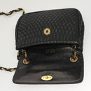 BALLY Chain Shoulder Bag Leather Black Gold Auth 125935-11