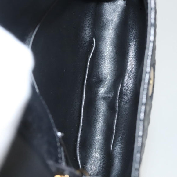 BALLY Chain Shoulder Bag Leather Black Gold Auth 125935