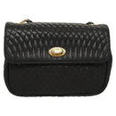 BALLY Chain Shoulder Bag Leather Black Gold Auth 125935-13