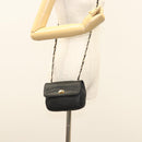 BALLY Chain Shoulder Bag Leather Black Gold Auth 125935-22