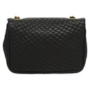 BALLY Chain Shoulder Bag Leather Black Gold Auth 125935-2